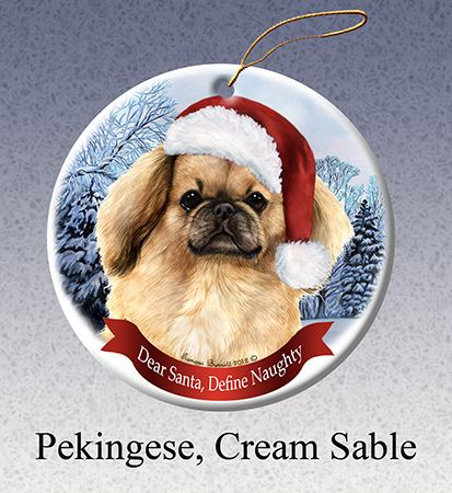 Raining Cats and Dogs Pekingese Dear Santa Dog Christmas Ornament