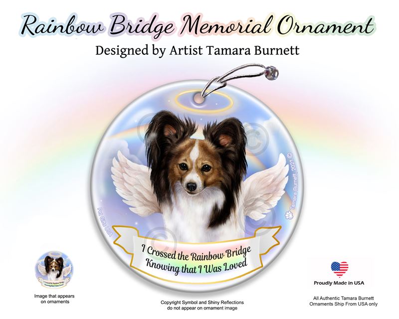 USA Handcrafted Papillon Dog Memorial Holiday Keepsake Christmas