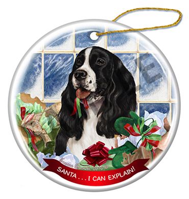 Raining Cats And Dogs Santa Springer Spaniel Christmas Ornament