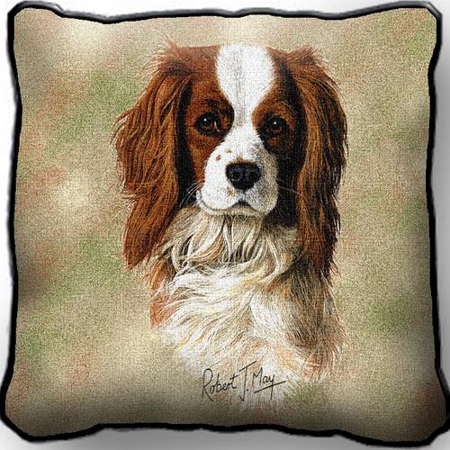 Raining Cats and Dogs Cavalier King Charles Tapestry Pillow Cover Made in the USA