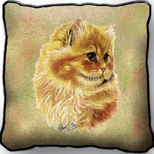 Persian Cat Cameo Tapestry Pillow Made in the USA