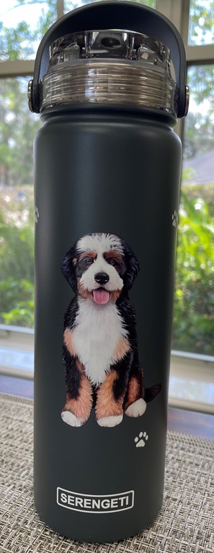 Raining Cats and Dogs Bernedoodle Serengeti Insulated Water Bottle
