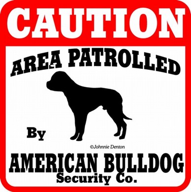 Raining Cats and Dogs | American Bulldog Caution Sign