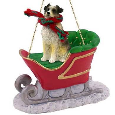 Raining Cats and Dogs | Australian Shepherd Christmas Ornament with Sleigh