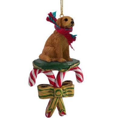 Raining Cats and Dogs | Golden Retriever Dog Candy Cane Christmas Ornament