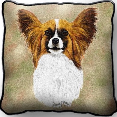 Raining Cats and Dogs | Papillon Tapestry Pillow, Made in the USA