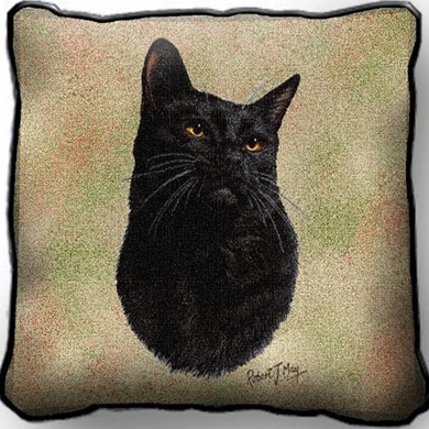 Raining Cats and Dogs | Black Cat Tapestry Pillow, Made in the USA