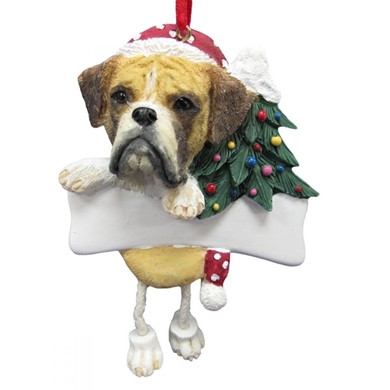 Raining Cats and Dogs | Boxer Dangling Legs Dog Christmas Ornament