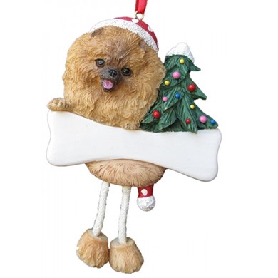 Raining Cats and Dogs | Pomeranian Dangling Legs Dog Christmas Ornament