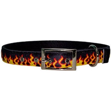 Raining Cats and Dogs | Uptown Red Flames Buckle Collar
