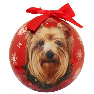 Raining Cats and Dogs | Yorkie Terrier Ball Christmas Ornament