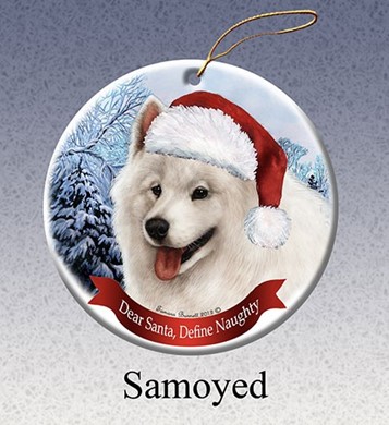 Raining Cats and Dogs | Samoyed Dear Santa Dog Christmas Ornament