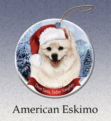 Raining Cats and Dogs | American Eskimo Dear Santa Dog Christmas Ornament