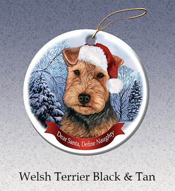 Raining Cats and Dogs | Welsh Terrier Dear Santa Dog Christmas Ornament