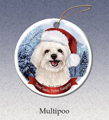 Raining Cats and Dogs | Maltipoo Dear Santa Dog Christmas Ornament
