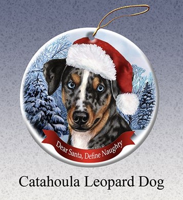 Raining Cats and Dogs | Catahoula Leopard Dog Dear Santa Christmas Ornament