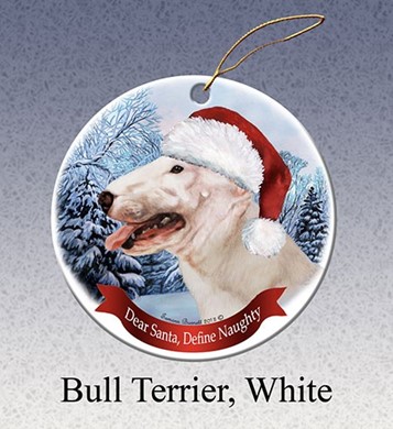 Raining Cats and Dogs | Bull Terrier Dear Santa Dog Christmas Ornament