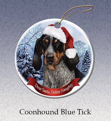 Raining Cats and Dogs | Bluetick Coonhound  Dear Santa Dog Christmas Ornament