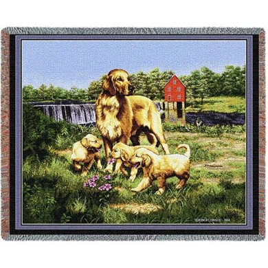 Raining Cats and Dogs | Golden Retriever Throw Blanket, Made in the USA