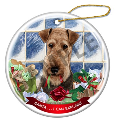 Raining Cats and Dogs | Airedale Santa I Can Explain Christmas Ornament