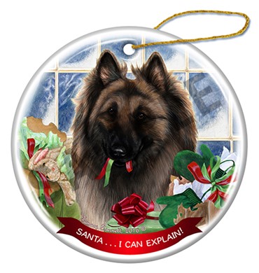 Raining Cats and Dogs | Belgian Tervuren Santa I Can Explain Dog Christmas Ornament