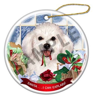 Raining Cats and Dogs | Bichon Frise Santa I Can Explain Dog Christmas Ornament