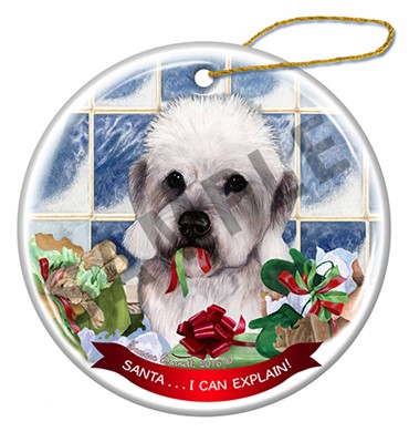 Raining Cats and Dogs | Santa I Can Explain Dandie Dinmont Dog Christmas Ornament