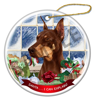 Raining Cats and Dogs | Santa I Can Explain Doberman Dog Christmas Ornament -