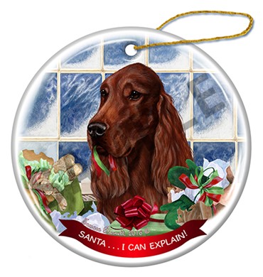 Raining Cats and Dogs | Santa I Can Explain Irish Setter Dog Christmas Ornament