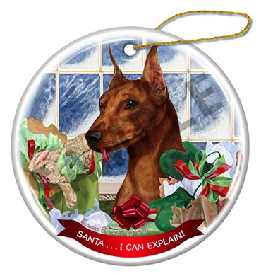 Raining Cats and Dogs | Santa I Can Explain Miniature Pinscher Dog Christmas Ornament