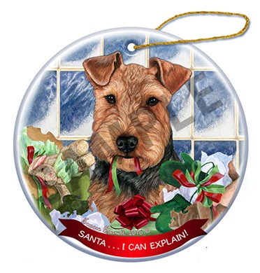 Raining Cats and Dogs | Welsh Terrier Santa I Can Explain Dog Christmas Ornament