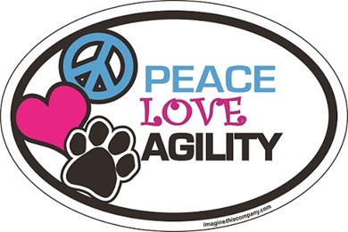 Raining Cats and Dogs | Peace Love Agility Oval Car Magnet