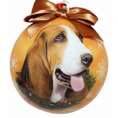 Raining Cats and Dogs | Basset Hound Ball Christmas Ornament