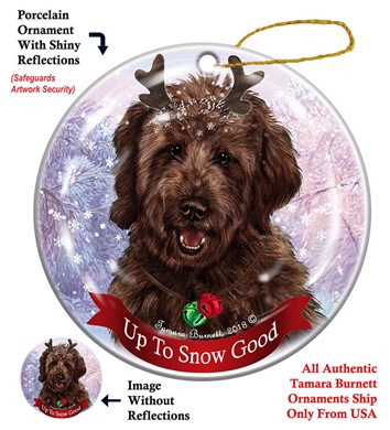 Raining Cats and Dogs | Goldendoodle Up to Snow Good Dog Christmas Ornament