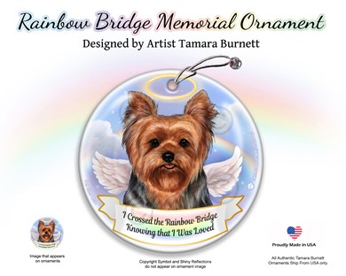 Raining Cats and Dogs | Yorkshire Terrier Dog Rainbow Bridge Memorial Ornament
