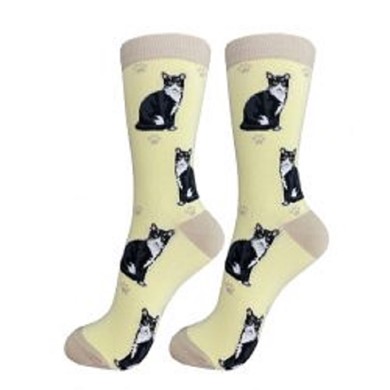Raining Cats and Dogs | Black and White Cat Happy Tails Socks