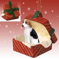American Foxhound Red Gift Box Dog Christmas Ornament