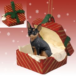 Miniature Pinscher Gift Box Christmas Ornament- click for more breed colors