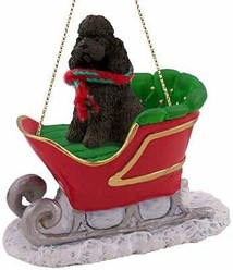 Poodle Sleigh Christmas Ornament- click for more breed colors