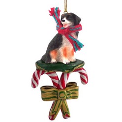 Bernese Mountain Dog Candy Cane Christmas Ornament
