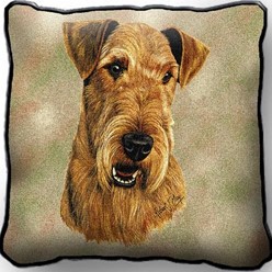 Airedale Tapestry Pillow Cover, Made in the USA