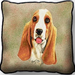 Basset Hound Tapestry Pillow  Cover, Made in the USA