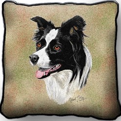 Border Collie Tapestry Pillow, Made in the USA