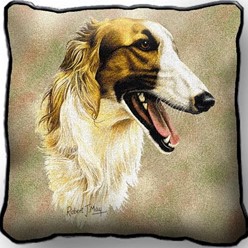 Borzoi Tapestry Pillow, Made in the USA