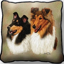Collies Tapestry Pillow, Made in the USA