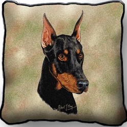 Doberman Tapestry Pillow Cover, Made in the USA