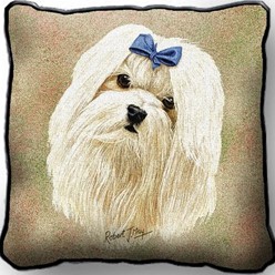 Maltese Tapestry Pillow, Made in the USA