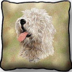 Old English Sheepdog II Tapestry Pillow, Made in the USA