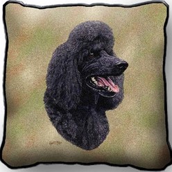 Poodle Black Tapestry Pillow, Made in the USA