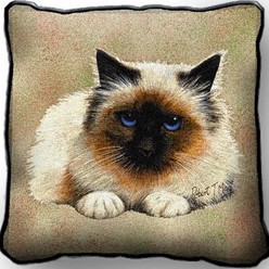 Birman Cat Tapestry Pillow, Made in the USA